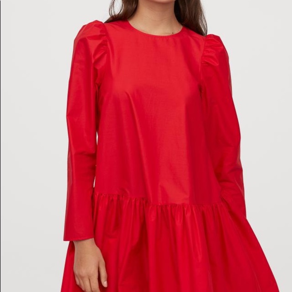 H&M Red Cotton Poplin Dress